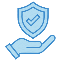 Hand holding shield with checkmark