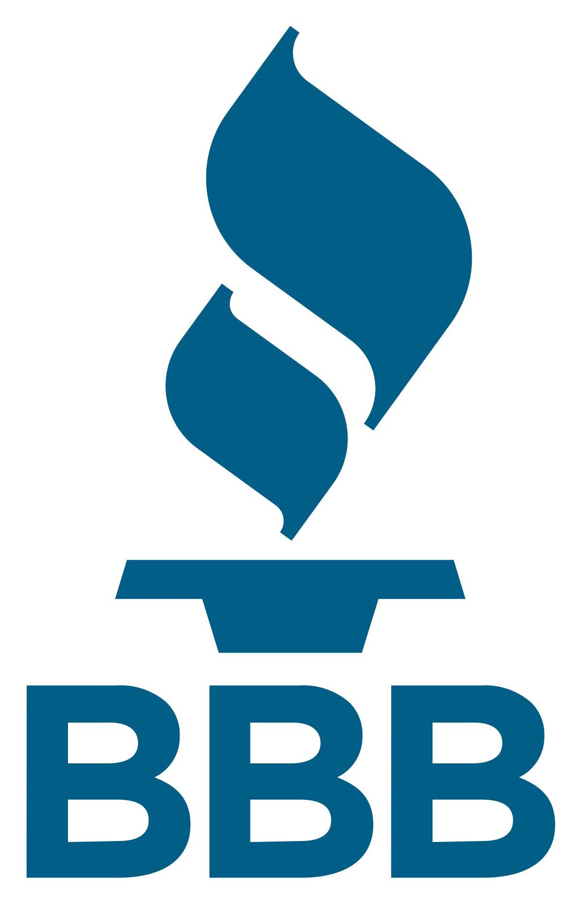 Blue BBB logo with flame